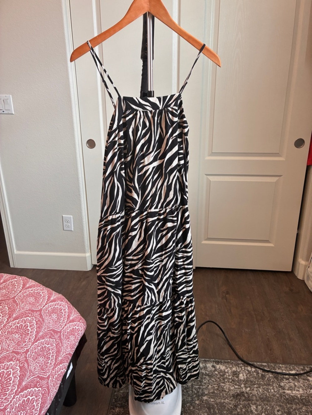 Time and Tru Black and Cream Zebra Print Maxi Dress